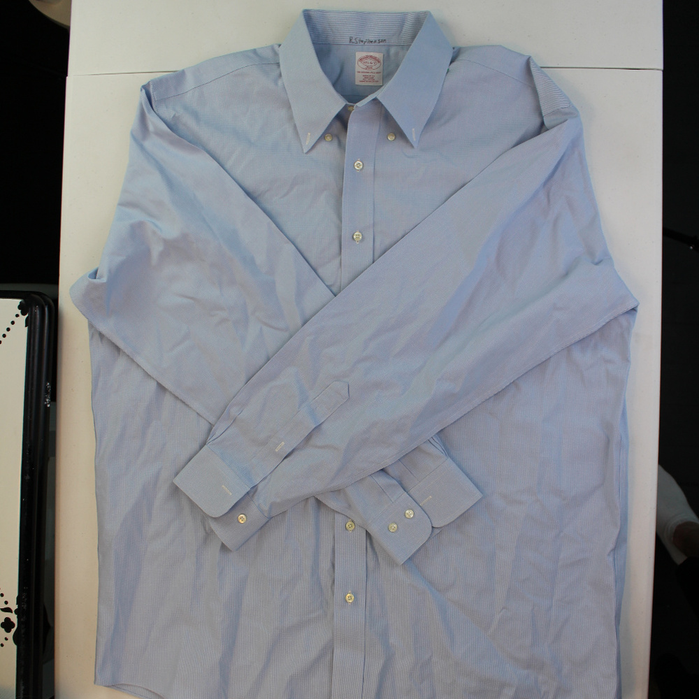 BROOKS BROTHERS 346 Blue Shirt Mini Checkerd
